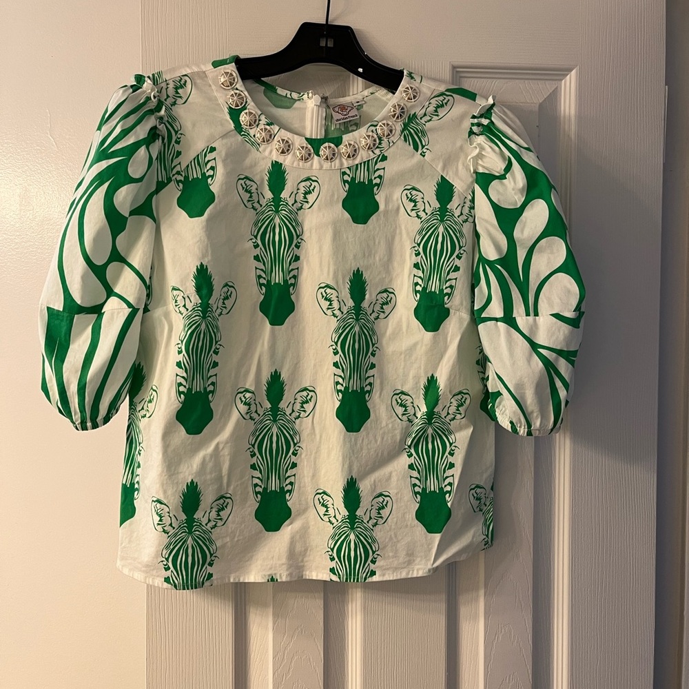 Green Zebra Print Blouse
